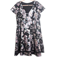Load image into Gallery viewer, Whimsical Fairy Fit & Flare Dress Black Iridescent Flowers Women's 18/20
