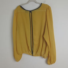 Load image into Gallery viewer, Mustard Yellow Pop-Over Sheer Blouse Peekaboo Back Mustard Yellow