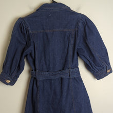 Load image into Gallery viewer, NWOT L'atiste Trench Jean Jacket Abstract Buttons Puff Sleeves Women's Medium