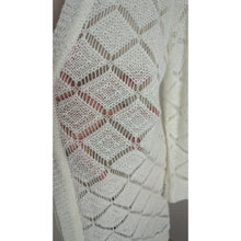 Load image into Gallery viewer, Boho Diamond Midi Open Knit Linen Cardigan Women's Large