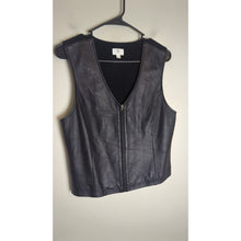 Load image into Gallery viewer, Lambskin Leather Zip-Up Vest Classic Black Biker Goth Women's Medium