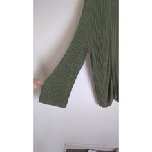 Load image into Gallery viewer, Autumn Green Long Line Slouchy Cardigan Ladder Knit Wide Sleeves Women's L