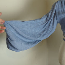 Load image into Gallery viewer, Festival Long Balloon Sleeve Wrap Crop Top Gauzy Knit Women's Size S