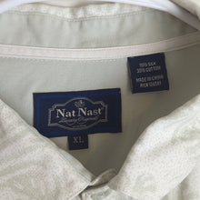 Load image into Gallery viewer, Silk & Cotton Green Palm Floral Button Up Shirt Short Sleeve Pocket Men's XL