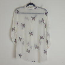 Load image into Gallery viewer, Lola Made in Italy White Butterfly Print Sheer Blouse Size Small