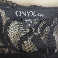 Load image into Gallery viewer, Vintage USA Dead Stock 90s /Y2K Black Lace Sequence Cropped Cardigan Size XL