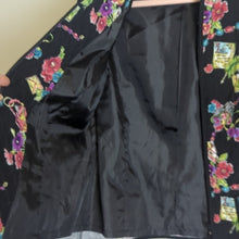 Load image into Gallery viewer, Vintage Quilted Stitched Art to Wear Zip-up Jacket Floral Stationary Women's Sma…