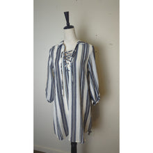 Load image into Gallery viewer, NWT Gauzy Knit Nautical Striped High Low Coastal Cowgirl Dress Large