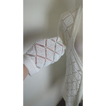 Load image into Gallery viewer, Boho Diamond Midi Open Knit Linen Cardigan Women's Large