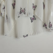 Load image into Gallery viewer, Lola Made in Italy White Butterfly Print Sheer Blouse Size Small