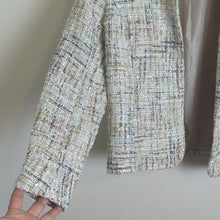 Load image into Gallery viewer, NWT Anne Klein Open Front Shimmering Sequin Tweed Jacket Pastel Women's Size L