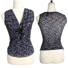 Load image into Gallery viewer, Fairycore Whimsigoth Semi-shear Lace Top With Jewel Embellishment XS