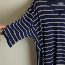 Load image into Gallery viewer, Lane Bryant Blue & Silver Striped 3/4 Sleeve Modal Tunic Women's Size 18/20