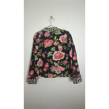 Load image into Gallery viewer, Boho Chic Button Down Cropped Blazer Cheetah & Bright Floral Print Women's L