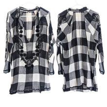 Load image into Gallery viewer, Free People Fall Festival Embroidered Jeweled Plaid Tunic Women's Size Small