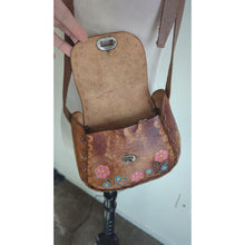Load image into Gallery viewer, Vintage Hand-Tooled Painted Crossbody Bag 70's Hippie Boho Purse