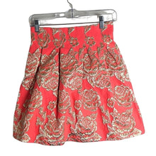Load image into Gallery viewer, Bright Pink & Gold Puff Mini Skirt Lined Exposed Zipper Women's Size Small