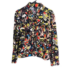 Load image into Gallery viewer, Retro Funky Artsy Button up Linen Blend Cropped Blazer Women's Size Large