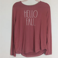 Load image into Gallery viewer, Rae Dunn Hello Fall. Long Sleeve Pullover Stretch Jersey Knit Women's Small