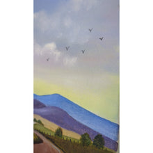 Load image into Gallery viewer, Original Folk Art Landscape Painting Signed J. Hall – Country Road Farmhouse Cottage Art on Canvas