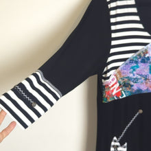 Load image into Gallery viewer, Patchwork Art to Wear Stretch Asymmetrical Pull-Over Tunic Women Size Large