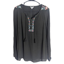 Load image into Gallery viewer, Boho Embroidered Velour Detail Pullover Top Women's Size Large