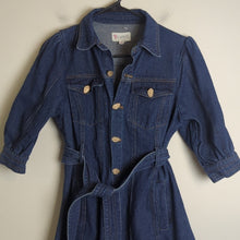 Load image into Gallery viewer, NWOT L'atiste Trench Jean Jacket Abstract Buttons Puff Sleeves Women's Medium