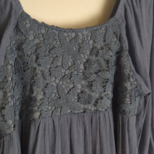 Load image into Gallery viewer, Crochet Baby Doll Midi Dress Balloon Sleeves Smocked Back Women's PL