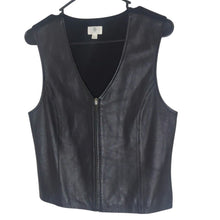 Load image into Gallery viewer, Lambskin Leather Zip-Up Vest Classic Black Biker Goth Women's Medium