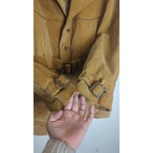 Load image into Gallery viewer, VTG 70s Towncraft Penneys Butterscotch Corduroy Belted Safari Jacket Coat XL Faux Fur