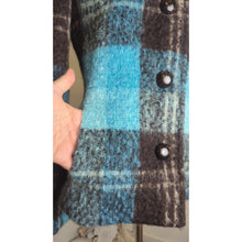 Load image into Gallery viewer, Vintage Mod Mohair Silk Wool Teal &amp; Brown Plaid Lined Jacket Women&#39;s Size 8
