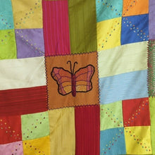 Load image into Gallery viewer, Crazy Quilt Large Rare Vintage Patchwork Quilt Embroidered Gold Satin Back 58x88
