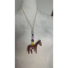 Load image into Gallery viewer, Handcrafted NWOT Wood Horse Beaded Necklace Costume Jewelry Horse Girl
