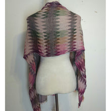Load image into Gallery viewer, Boho Chic Meets Fairygrunge Chevron Artsy Oversized Scarf  Soft with Fringe
