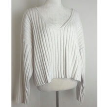 Load image into Gallery viewer, Oversized Slouchy Wool Blend Ribbed Knit Cropped Sweater Wide Sleeves Women&#39;s XL
