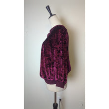 Load image into Gallery viewer, Moody Burgundy Velvet Boat Neck Pullover Top Balloon Sleeves Women's Small
