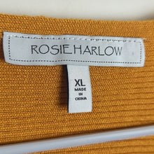 Load image into Gallery viewer, Mustard Yellow Stretch Jersey Ribbed Knit Sweater Women's Size XL
