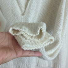 Load image into Gallery viewer, Free People Coco V neck White Waffle Knit Oversized Beach Casual Sweater Size M
