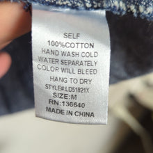 Load image into Gallery viewer, NWOT L'atiste Trench Jean Jacket Abstract Buttons Puff Sleeves Women's Medium
