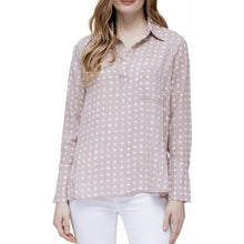 Load image into Gallery viewer, Pale Pink &amp; White Feminine Polkadot Blouse Women&#39;s size Medium
