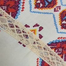 Load image into Gallery viewer, Boho Lightweight Pull Over Top With Crochet Lace Smocked Details Medium
