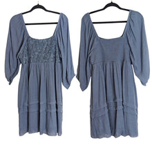 Load image into Gallery viewer, Crochet Baby Doll Midi Dress Balloon Sleeves Smocked Back Women's PL
