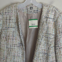 Load image into Gallery viewer, NWT Anne Klein Open Front Shimmering Sequin Tweed Jacket Pastel Women's Size L
