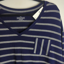 Load image into Gallery viewer, Lane Bryant Blue &amp; Silver Striped 3/4 Sleeve Modal Tunic Women's Size 18/20
