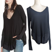 Load image into Gallery viewer, We The Free Slouchy Raw Seam Waffle Knit Pullover Top Women&#39;s Small

