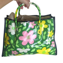 Load image into Gallery viewer, Vintage 70's Hippie Floral Vinyl Tote Bag Handbag Medium
