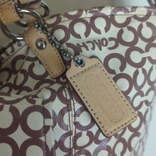 Load image into Gallery viewer, Coach "Leah" Coated Canvas Hobo Large Crossbody Tote Bag Two Bag Charms

