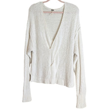 Load image into Gallery viewer, Free People Coco V neck White Waffle Knit Oversized Beach Casual Sweater Size M
