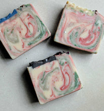 Load image into Gallery viewer, Joy! 4.5 oz Handcrafted Goat Milk &amp; Tallow Soap with Geranium and Peppermint Essential Oil
