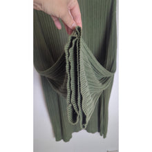 Load image into Gallery viewer, Autumn Green Long Line Slouchy Cardigan Ladder Knit Wide Sleeves Women&#39;s L
